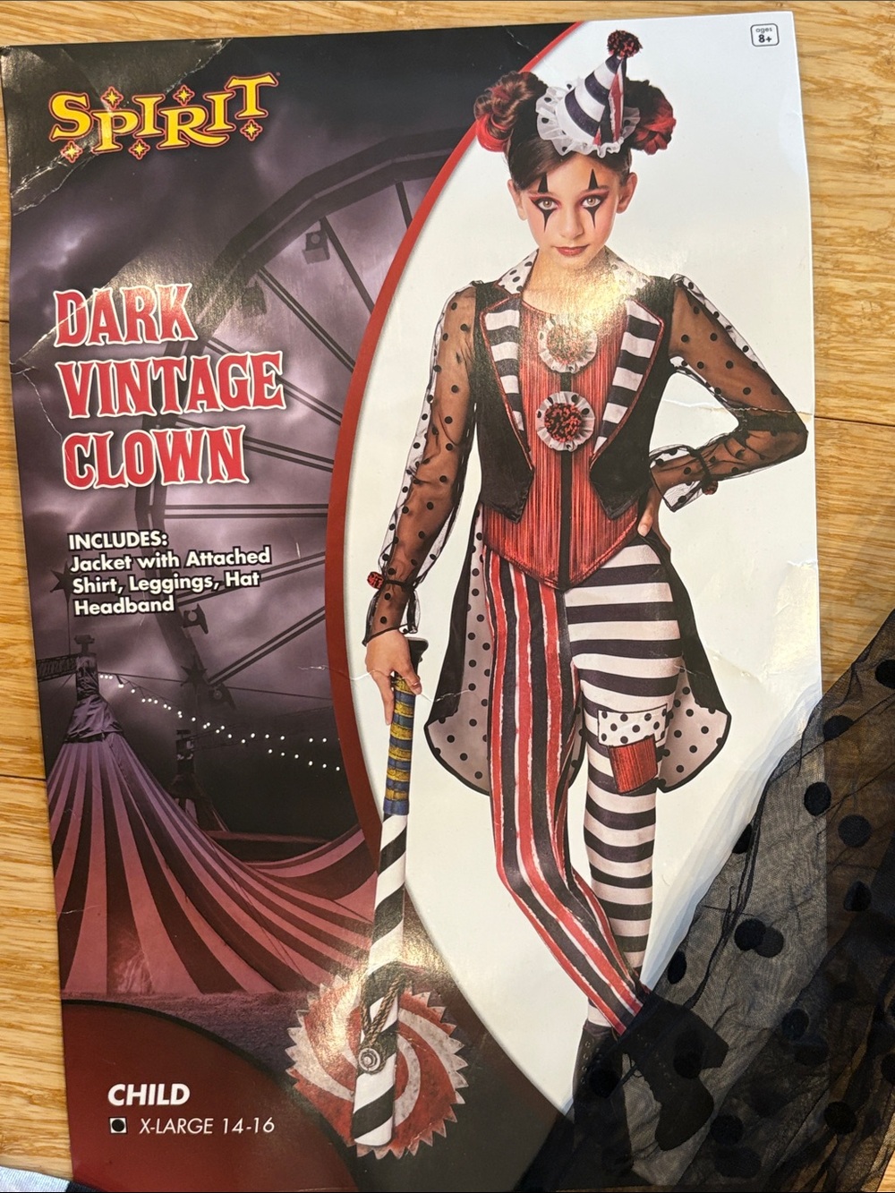 Spirit Halloween Kids Dark Vintage Clown Costume, Size XL (14/16)